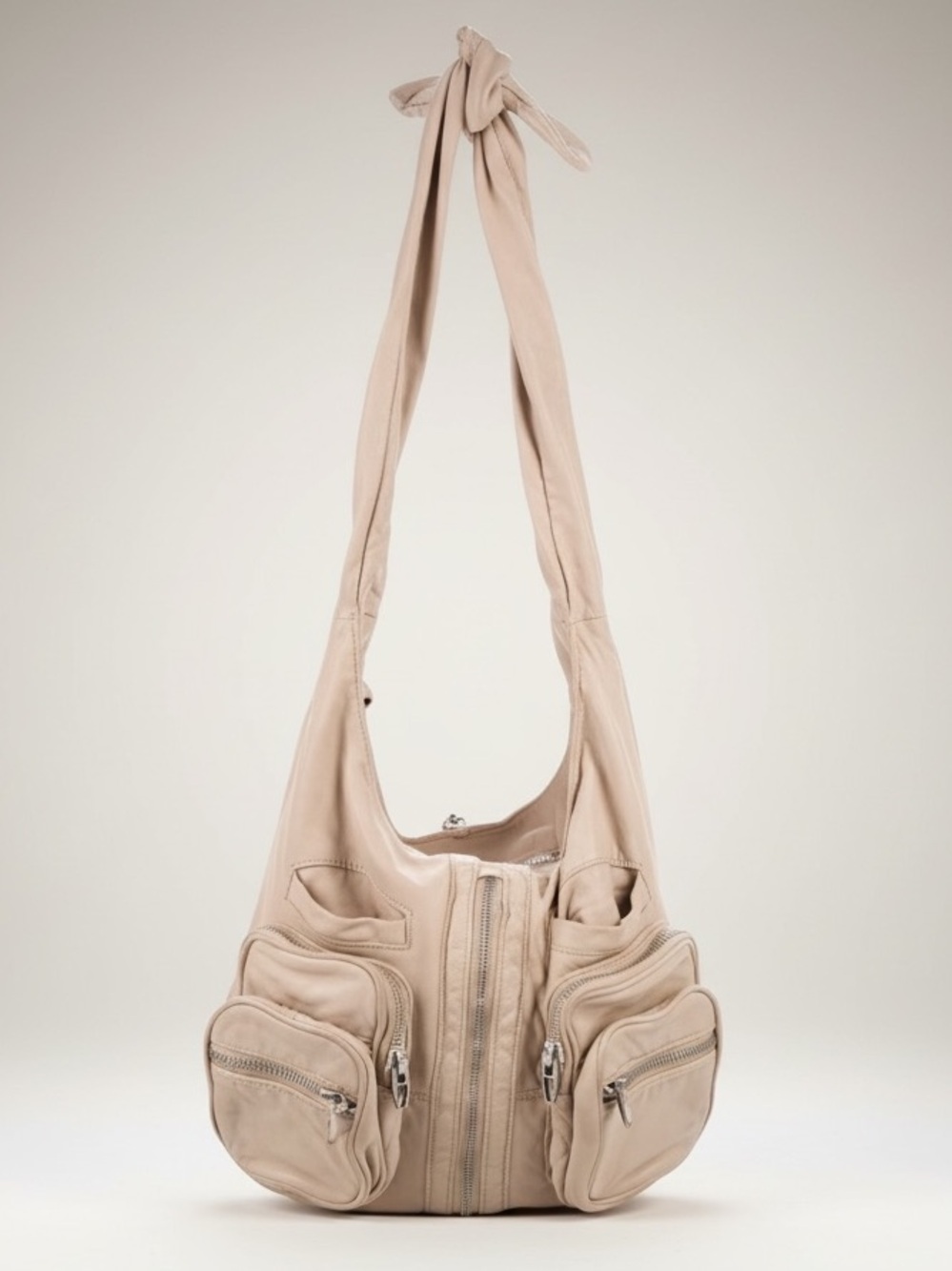 Alexander Wang Donna Leather Suede Hobo Shoulder Bag Crossbody Pockets Zip Moto